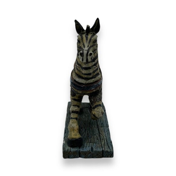 Vintage Zebra Figurine Horse Statue 5” Handcrafted Resin Home Decor Collectible - Picture 2 of 8